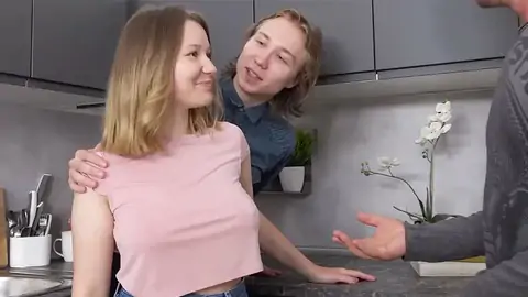 Uber-cute blondie doll is hotwife on her beau for some cash