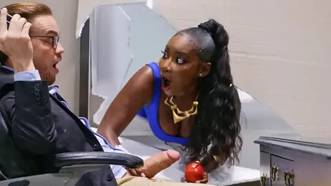 Stuck in a wall while a BWC humps the ebony from behind