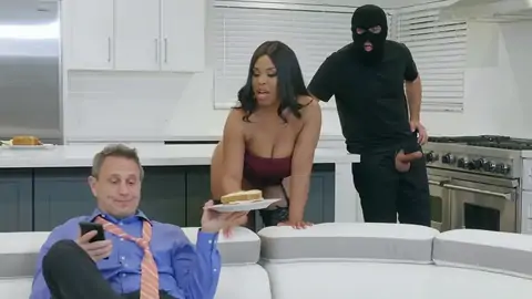 Burglar ends up banging a ample-breasted ebony with thick bobos