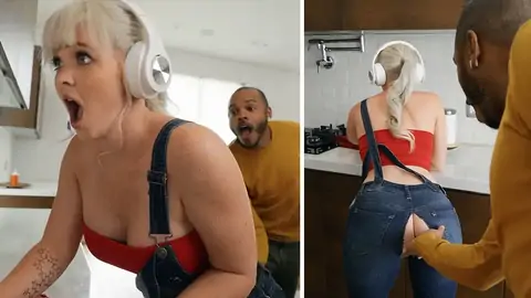 BIG BLACK COCK is boning bodacious ash-blonde superslut in the kitchen