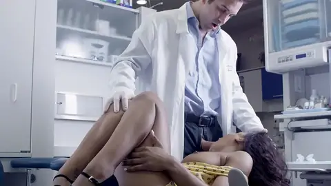 Medic pummels face of surprised patient in the medical center