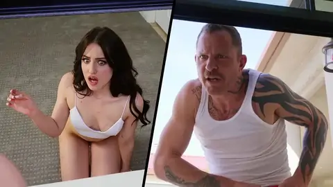 Fabulous dark-skinned-haired Aubree Valentine is surprised by a yam-sized one