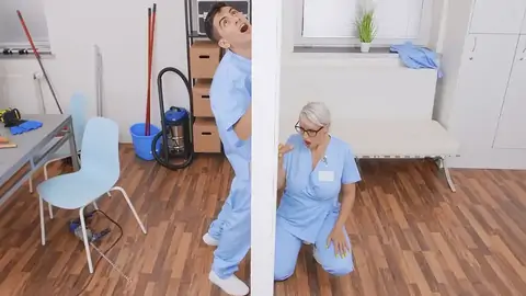The platinum-blonde nurse witnesses a yam-sized fuck-stick at the glory crevice